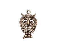 Owl Charms For Macrame Accessories, 24x15mm, Antique Bronze Color, 20 Pieces