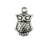 Owl Charms For Wind Chime Pendants, 20x12mm, Antique Silver Color, 10 Pieces