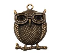 Owl Charms For Wind Chime Pendants, 33x23mm, Antique Bronze Color, 4 Pieces