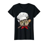 Owl Chef Wildlife Owl Bird, Cooking Lover Value Graphic T-Shirt, Women, Black, L