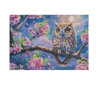 Owl Cherry Blossom 300 Piece Jigsaw Puzzle for Adults Jigsaw Post Work Relaxation Tool Challenging Fun for Friends Family Home Decor 300 PCS