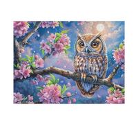 Owl Cherry Blossom 500 Piece Jigsaw Puzzle for Adults Jigsaw Post Work Relaxation Tool Challenging Fun for Friends Family Home Decor 500 PCS