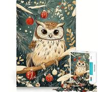 Owl Christmas Ornament Jigsaw Puzzle for Teenagers 1000 Pieces Memory Boost Indoor Play Image Assembly (38x26cm)