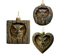Owl Christmas Ornaments | 3 Pieces Owl Christmas Tree Decorations | 2D Acrylic Flat Wooden Animal Holiday Tree Ornaments | Rustic Owls Hanging Pendant for Owls Lovers Holiday Home Decor