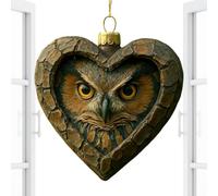 Owl Christmas Tree Decoration 2D Acrylic Owl Pendant with Bark Design | Forest animal ornaments for Christmas tree as decoration for wall, door, window, fireplace, living room