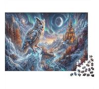 Owl Classic 1000 Pc Rigid Cardboard Jigsaw Aurora Snow Mountain for Seniors Brain Training Rainy Day Fun Must-Have for Puzzle Lovers 52x38cm/1000pcs