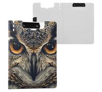 Owl Clipboard a4 Clip Board Foldover Document Folder Files for Paperwork with Clips Lightweight Plastic