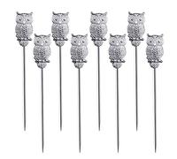 Owl Cocktail Picks, 8 pcs Stainless Steel Martini Olive Picks for Bloody Marys Olives Appetizers Fruits Sandwiches Drink Home Bar Decor (Owl Silver)