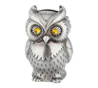 Owl Coin Container - 11.2 x 7.7 x 7.5 cm Metal Piggy Bank Saving Storage | Practical Money Management That Improves Organization, Charming Table Decoration for Use in the Ho
