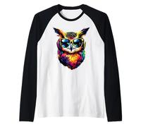Owl Colorful Rainbow Colors Owl Pop Art Cute Owls Raglan Baseball Tee