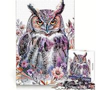 Owl Combine Flowers 1000 Piece Jigsaw Puzzles for Teenagers Jigsaw Boost Recall Soothing Play Tight Edge Premium Gift (38x26cm)