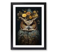Owl Conceptual Framed Print | A2 Black Framed Wall Art | Ready to Hang | Modern Animal Picture | Living Room Bedroom Lounge Office