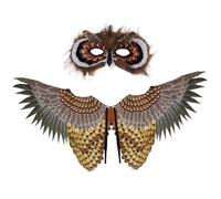 Owl Costume Kids Halloween Vibrant Bald Eagle Wing with Mask for Boys Girls One Size Fits Most Dress-up Animal Costumes for Cosplay, Themed Party