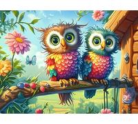 Owl Couple 1000 Pc DIY Jigsaw Puzzle Animal Pet Puzzles for Adults Teens Hard Challenging Team Building Stress Reducing Autumn Sturdy Wooden Cardboard 1000 PCS/75x50cm