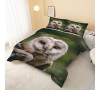 Owl Coverless Duvet Double 7.5 Tog, Birds Soft Hypoallergenic Quilt for Boys Girls, Animals Lightweight Comforter Set for All Seasons, Easy Care Bedding for Bedroom Decor Q&113