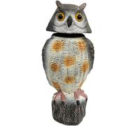 Owl Decoy Fake Realistc Shaking Owl Decoy To Scare Birds Away with 360° Swivel Head PE Plastic Bird Deterrent