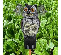 Owl Decoys to Scare Birds & Squirrels Away, 360° Rotating Head, Plastic Garden Owl Deterrent for Indoor & Outdoor Use