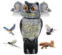 Owl Decoys to Scare Birds & Squirrels Away, 360° Rotating Head, Plastic Garden Owl Deterrent for Indoor & Outdoor Use