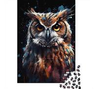Owl Digital Art Adult Jigsaw Puzzle, 1000 Pieces, 52x38cm/1000pcs, Clean White Cardboard for Sorting; for Relaxed Evenings at The Table