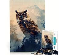 Owl Double Exposure Nature 1000 Piece Jigsaw Puzzles for Teenagers Jigsaw Logic Ability Toy Soft Relax Accurate Cut Cherished Gift (38x52cm)