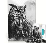 Owl Double Exposure Nature Hard Jigsaw Puzzle for Adults 1000 Pieces Memory Lift Easy Leisure Image Assembly Artistic Gift (38x26cm)