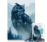 Owl Double Exposure Nature Jigsaw Puzzle for Teenagers 1000 Pieces Intellect Toy Calm Escape Quality Cut Seasonal Gift (38x52cm)