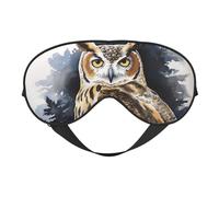 Owl Double-Sided Silk Sleep Mask, Adjustable Light Blocking Eye Mask for Travel, Men & Women, Soft Comfortable Blindfold 20x10cm