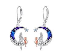 Owl/Dragon/Wolf/Mermaid/Bear/Fox Earrings Sterling Silver Abalone Shell Dangle Earrings Jewelry Gifts for Women Teen Girls Mother Friends Girlfriend