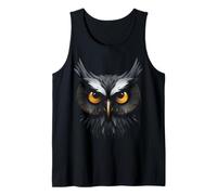 Owl Drawing Art Animal Face Graphic Motif Owl Tank Top