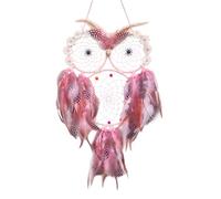 Owl Dream Catcher Wall Decor Owl Bedroom Decor Handmade Owl Dream Catcher DreamCatchers Wall Hanging Ornament for Bedroom, Home Decoration Wedding Party (A)