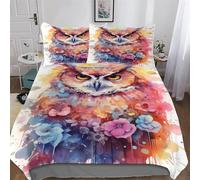 Owl Duvet Cover, Soft & Cosy Polycotton Quilt Cover Bedding Sets 3 Pieces With Pillowcase Easy Care Anti Allergic Comforter Cover for Kids, Youth And Adult King (220x240cm)