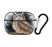 Owl Earbuds Organizer Shockproof Protective Airpods Pro Cover with Carabiner Clip Anti Fall Carrying Earphone Case Cover for Airpods Pro 2nd Generation Black