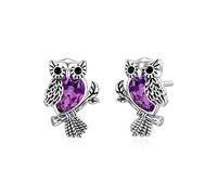 Owl Earring Stud with CZ Purple Crystal 925 Sterling Silver Animal Jewellery Anniversary Birthday Graduation Gifts for Her Women Teen Daughter