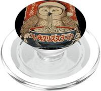 Owl Eating Ramen Noodles Ukiyo-e Inspired Christmas Pajama PopSockets PopGrip for MagSafe