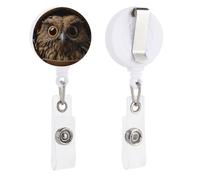 Owl Eyes Retractable Badge Reel - Personalized ID Name Badge Holder with Lanyard Cute Badges Reel Holder Round Nurse Doctor Name Tag Badges Clip for Work