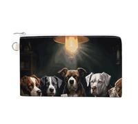 Owl Eyes Wallet for Men Women Canvas Coin Purse Zippered Change Holder with Secure Closure, Playing Poker Dogs, One Size