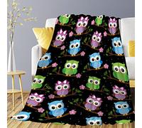 Owl Fall Winter Blanket Lightweight Plush Cozy Super Soft Flannel Fleece Throw Blankets Home Decor for Bed Couch Sofa Living Room 50"x40" S for Kids