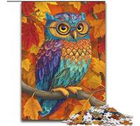Owl Falling Leaves 1000 Piece Jigsaw Puzzles for Adults, Stress Reliever Staycation Kill Time Enhance Love between Couples (26x38cm)