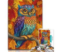 Owl Falling Leaves Adult Jigsaws 1000 Pieces Difficult,Learning Educational Toys Family Games with Matching Poster And Trivia Sheet 38x26cm