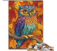 Owl Falling Leaves Jigsaw Puzzles 1000 Pieces for Adults Teens, Educational Games Home Decoration Suitable for Desktop Decoration (50x75cm)