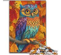 Owl Falling Leaves Jigsaw Puzzles for Adults, Educational Stress Relief Toy for Is Ideal As A Gift for The Whole Family 26x38cm