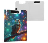 Owl Fantasy Clipboard a4 Clip Board Foldover Document Folder Files for Paperwork with Clips Lightweight Plastic