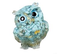 Owl Figure Made with Real Amethyst Fragments Suspended in Resin for Reflective Appeal and Meaningful Placement on Console or Desk (F)