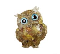 Owl Figure Made with Real Amethyst Fragments Suspended in Resin for Reflective Appeal and Meaningful Placement on Console or Desk (A)