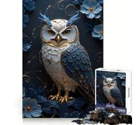 Owl Floral Kintsugi Art Jigsaw Puzzles for Adults 1000 Piece Mind Puzzle Slow Enjoy Image Assembly Perfect Present (50x75cm)