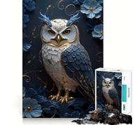 Owl Floral Kintsugi Art Jigsaw Puzzles for Adults 1000 Piece Mind Puzzle Slow Enjoy Image Assembly Perfect Present (50x75cm)