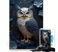Owl Floral Kintsugi Art Jigsaw Puzzles1000 Pieces Mind Skill Toy Soothing Play Precision Cut Art Collection Piece (38x26cm)