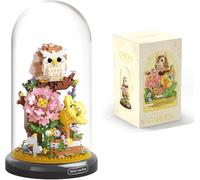 Owl Flower Bouquet Building Set for Adults, Kids - 1123 PCS Mini Animals Flowers Plants Decor with Dust Cover - Birthday Gift Building Toy for Boys Girls