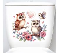 Owl Flower Branch Toilet Cover Sticker Decals,Flower leaf bird Waterproof Toilet Lid Tank Seat Decals Cistern Self-Adhesive Bathroom Wall Sticker
