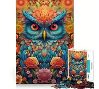 Owl Flower Portrait Jigsaw Puzzle for Adults 1000 Pieces Boost Recall Leisure Fun Accurate Edge Lovely Present (38x52cm)